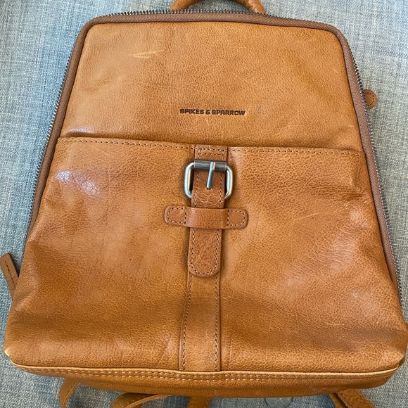 Spikes and Sparrow Tan Leather Backpack - Picture 1 of 7
